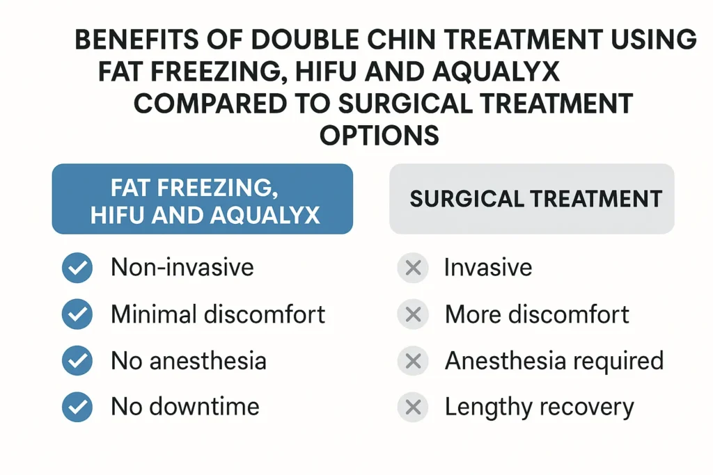 Graphic about the benefits of double chin treatment Kensington Gardens - from LA LIPO