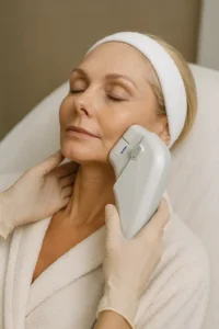 Woman receiving HIFU non surgical facelift treatment Kensington Gardens